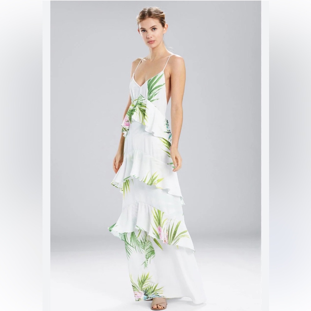 Natori White and Green Maxi Dress